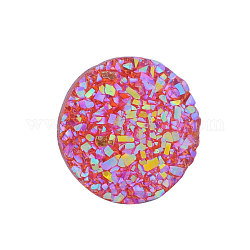Кабошоны из смолы, имитация друзы агата, плоско-круглые, с покрытием AB цвета, темно-розовыми, 12x3 мм