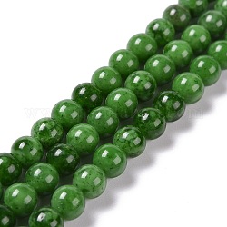 Fili di perline sintetiche di quarzo verde fragola (vetro)., tondo, 6mm, Foro: 1 mm, circa 64~66pcs/filo, 15.63~15.79 pollice (39.7~40.1 cm)