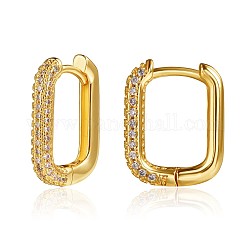 Прямоугольные серьги-кольца с кубическим цирконием, украшения из латуни для женщин, золотые, 17x14x2.8 мм
