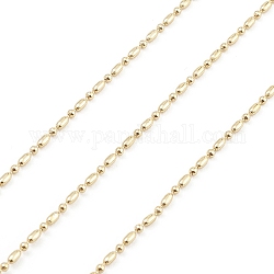 Brass Column & Round Ball Chains, Unwelded, with Spool, Real 18K Gold Plated, 1.2mm