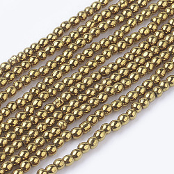 Non magnetici perle ematite sintetico fili, tondo, oro, 2mm, Foro: 1 mm, circa 223pcs/filo, 15.7 pollice