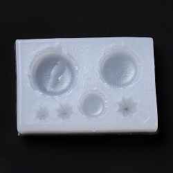 Diy colgantes moldes de silicona, moldes colgantes de fundición de resina, para resina uv, fabricación de joyas de resina epoxi, redondo y estrella, blanco, 45x30x8mm, diámetro interior: 5~17 mm