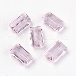 Imitazione branelli di cristallo austriaco, grado aaa, sfaccettato, rettangolo, perla rosa, 4.55x8x3mm, Foro: 0.7~0.9 mm