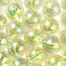 Perlas de acrílico iridiscentes arcoíris transparentes chapadas en uv, redondo, verde césped, 16x15.5mm, agujero: 3 mm