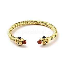 304 brazalete abierto con forma de cuerda torcida de acero inoxidable, joyas de rhinestone y resina para mujer, dorado, rojo, diámetro interior: 2-3/8 pulgada (6 cm)