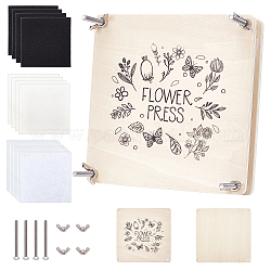 Kit per la stampa di fiori quadrati, compreso il foglio di legno, carta, spugna, vite, per la produzione di fiori secchi, colore misto, 26~180x11~180x0.1~74mm