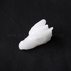 Natural White Jade Sculpture Display Decorations, for Home Office Desk, Dragon Head, 36.5~38x20.5x20.5~22.5mm
