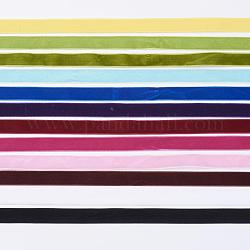 12 цветная односторонняя бархатная лента, разноцветные, 3/8 дюйм (9.5 мм), Около 1 м / пачка, 12 расслоение / множество