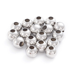 Perles en 304 acier inoxydable, rond et creux, couleur inoxydable, 8x7.5mm, Trou: 2.5~3mm, 200 pcs /sachet 