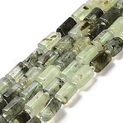 Perline Prehnite naturale fili, con perline semi, sfaccettato, colonna, 8.5~11x5.5~6.5mm, Foro: 1 mm, circa 14~15pcs/filo, 7.48'' (19 cm)