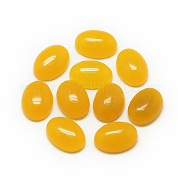 Cabochon di giada bianca naturale, tinto, ovale, oro, 14x10x4~5mm