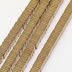 Гальванизировать немагнитных синтетический гематит Heishi бисер пряди, тонкие ломтики плоских квадратных бусин, класс А, с золотым покрытием, 4x4x1 мм, отверстие : 1 мм, около 400 шт / нитка, 16 дюйм