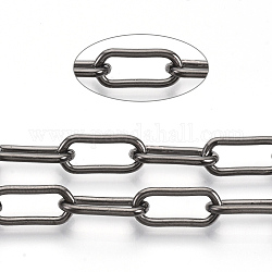 Cadenas de clips de hierro sin soldar, cadenas portacables alargadas estiradas, con carrete, gunmetal, 14x6x1.4mm, aproximadamente 82.02 pie (25 m) / rollo