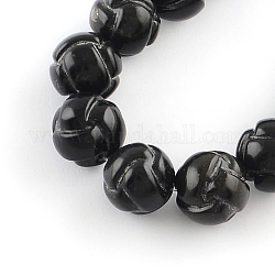 Natürliche geschnitzten Obsidian Steinperle Litzen, Runde, 20 mm, Bohrung: 1.5 mm