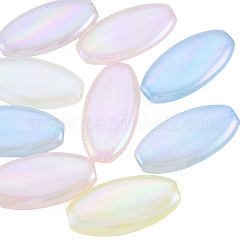 Regenbogenfarbene Acrylperlen mit schillernder Beschichtung, Glitzerperlen, Oval, Mischfarbe, 39.5x20x6.5 mm, Bohrung: 2.5 mm