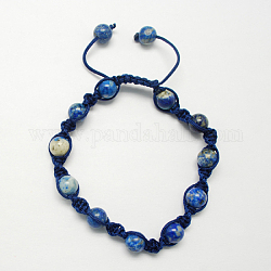 Bracelets faits main de mode, avec lapis lazuli pierres fines perles, bleu marine, 55mm