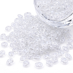 Transparent Czech Glass Seed Beads, Colours Luster, 2-Hole, Oval, Clear, 5x3.5x2.5mm, Hole: 0.9mm, about 500g/bag