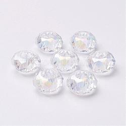 Perles européennes en verre, Perles avec un grand trou   , pas de noyau métallique, facette, rondelle, clair, 14x8mm, Trou: 5mm