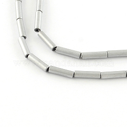 Tube Electroplate Non-magnetic Synthetic Hematite Bead Strands, Matte Style, Silver Plated, 8x2mm, Hole: 1mm, about 50pcs/strand, 15.7 inch