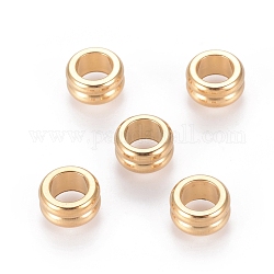 Vacuum Plating 304 Stainless Steel Beads, Grooved Beads, Column, Golden, 10x5mm, Hole: 6mm