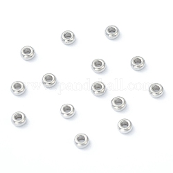 202 Edelstahl-Abstandhalter-Perlen, Flachrund, Edelstahl Farbe, 3x1.5 mm, Bohrung: 1.2 mm