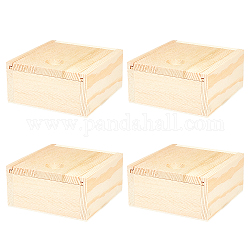 Ahandmaker木製収納ボックス4パック正方形未完成色木製ボックスバーリーウッドスライドトップ木製ボックス手作り石鹸用手作り石鹸モデルdiy装飾収納ジュエリー