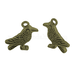 Tibetan Style Alloy Bird Pendants, Cadmium Free & Nickel Free & Lead Free, Antique Bronze, 18x19x5.5mm, Hole: 2mm