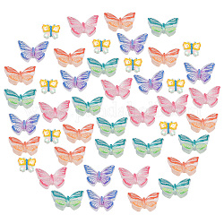 Sunnyclue 50шт 2 стиля кабошоны из смолы, бабочка, разноцветные, 17~23x13~15.5x4~5 мм