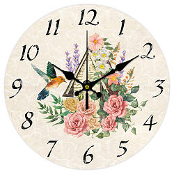 Orologio da parete in mdf stampato, per la decorazione domestica della camera da letto del salone, rotondo e piatto, fiore, 300mm