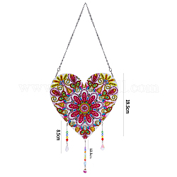 Kit de pintura de diamante de decoración colgante de colector de sol de resina diy, para decoraciones del hogar, corazón, patrón floral, 195mm