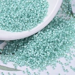 MIYUKI Delica Beads, Cylinder, Japanese Seed Beads, 11/0, (DB0626) Dyed Light Aqua Green Silver Lined Alabaster, 1.3x1.6mm, Hole: 0.8mm, about 10000pcs/bag, 50g/bag