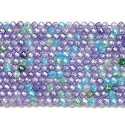 Cubic Zirconia Bead Strands, Faceted Rondelle, Mixed Color, 3mm, Hole: 0.6mm, about 131pcs/strand, 15.16 inch(38.5cm)