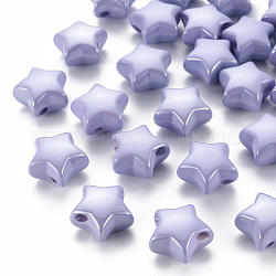 Perles acryliques opaques, nacré, étoiles du nord, support violet, 20.5x21x12.5mm, Trou: 3.5mm