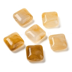 Perles en acrylique transparente, carrée, verge d'or, 15.5x15.5x7.5mm, Trou: 1.6mm, environ 327 pcs/500 g