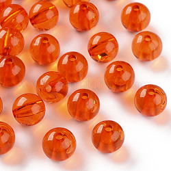 Perline acrilico trasparente, tondo, arancione scuro, 12x11mm, Foro: 2.5 mm, circa 566pcs/500g