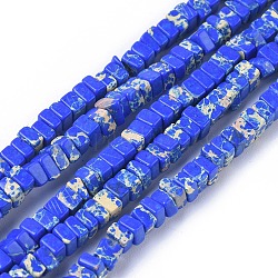 Синтетические имперские нитки из бисера яшмы, окрашенные, квадратные бусины хейши, синие, 3~3.5x3~3.5x1.7~2.5 мм, отверстие : 0.7 мм, около 187 шт / нитка, 15.27 дюйм ~ 15.35 дюйма (38.8~39 см)