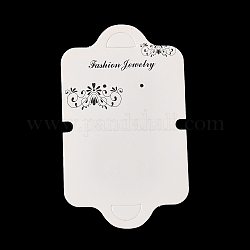 Сложите картонные бумажные карточки с цветочным принтом для ювелирных изделий для хранения ожерелья и браслета, белые, 11.6x7x0.05 см, отверстия : 16.5x8.5 mm и 2 мм