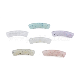Perles acryliques opaques style pierre marbrée, tube incurvé, couleur mixte, 31.5x7.5~8mm, Trou: 1.6mm