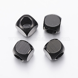Abalorios de 304 acero inoxidable, cubo, electroforesis negro, 5x5x5mm, agujero: 3 mm