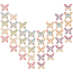 Ciondoli in acrilico trasparente sunnyclue, con fondo placcato, farfalla, colore misto, 34x39x5.5mm, Foro: 1.2 mm, 8 colori, 5 pz / colore, 40pcs/scatola