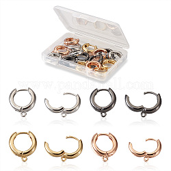Fashewelry 8Pairs 4 Colors Ring Brass Hoop Earrings, Huggie Hoop Earring Finding, Long-Lasting Plated, with Loop, Real 18K Gold Plated, 16x15x4mm, Hole: 1.2mm, Pin: 1mm, 2pairs/color