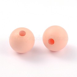 Half Drilled Frosted Round Shell Pearl Beads fit for Ball Stud Earrings, Pink, 16mm, Hole: 4mm