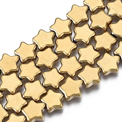 Electroplate Opaque Glass Beads Strand, Star, Golden Plated, 8.5x9x3mm, Hole: 0.8mm, about 79~80pcs/strand, 24.80 inch~ 25.20 inch(63~64cm)