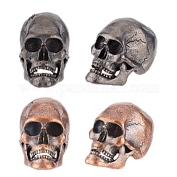 Olycraft 4Pcs 2 Colors Brass European Beads, Large Hole Beads, Skull, Mixed Color, 21x14x20mm, Hole: 6mm, 2pcs/color