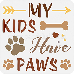 BENECREAT Paw Print Stencil, 12x12inch My Kids Dog Have Paws Dog Bone PET Painting Templates Drawing Stencils for Scrapbooking, Floor Furniture, Wall Art