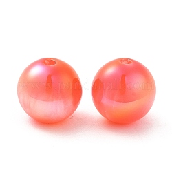 Schillernde undurchsichtige Harzperlen, Süßigkeiten-Perlen, Runde, orange rot, 12x11.5 mm, Bohrung: 2 mm