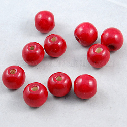 Крашеные бусины из клена, круглые, красные, 19x20 мм, отверстие : 5 мм, 100 шт / пакет