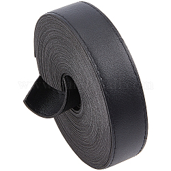 Gorgecraft Cordón plano de imitación de cuero de 5 m, para la decoración de almohadas, negro, 25x2mm, alrededor de 5.47 yarda (5 m) / rollo