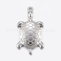 304 Stainless Steel Pendants, Tortoise, Stainless Steel Color, 31x17x3mm, Hole: 2mm