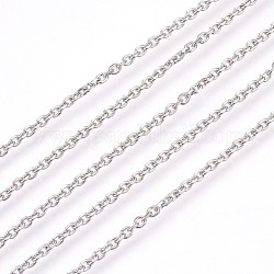 3.28 pieds 304 chaînes porte-câbles en acier inoxydable, chaînes de coupe de diamant, non soudée, facette, ovale, couleur inoxydable, 2mm, Liens: 3x2x0.6 mm